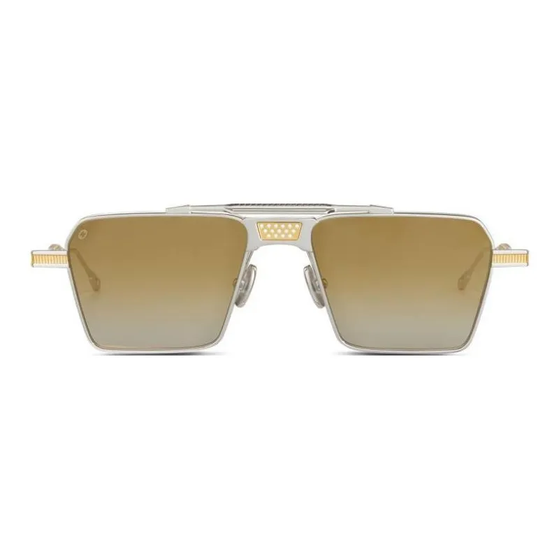 T Henri Titanium Alloy Aviator Sunglasses Unisex Silver/Yellow-0