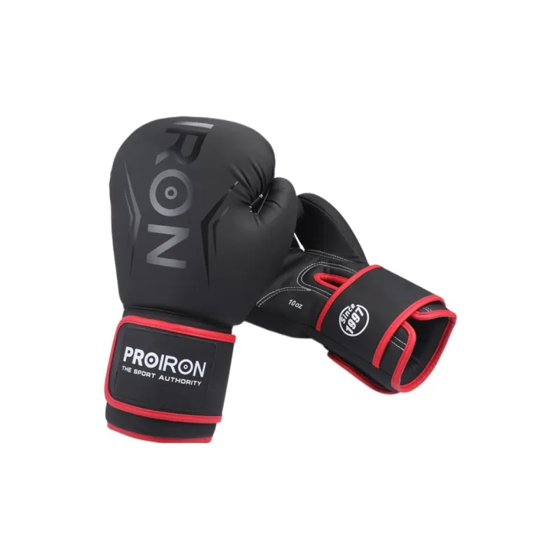 PROIRON Boxing Gloves PU Men's 8oz 10oz 12oz 14oz Black Red-1