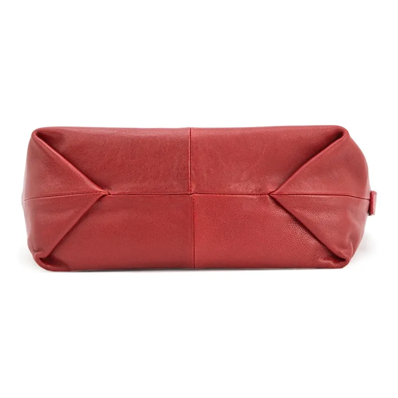 VENOF Sheepskin Dumpling Bag Shoulder Bag Small Size Women's Light Tea Brown/Deep Black/Advanced Red-14