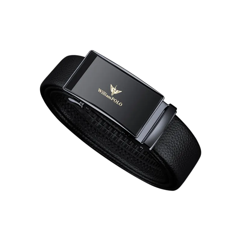 WilliamPOLO Cow Leather Leather Belts Men's Gunmetal Width  3.5cm-1