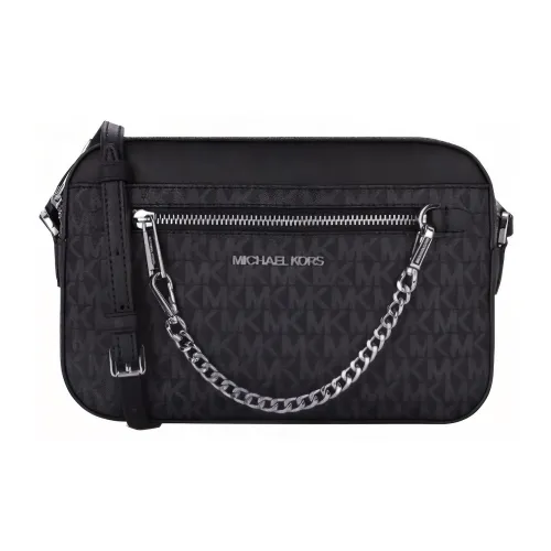 MICHAEL wedges Jet Set PVC With Leather Camera Bag, Crossbody Bag, Shoulder Bag Women's Black