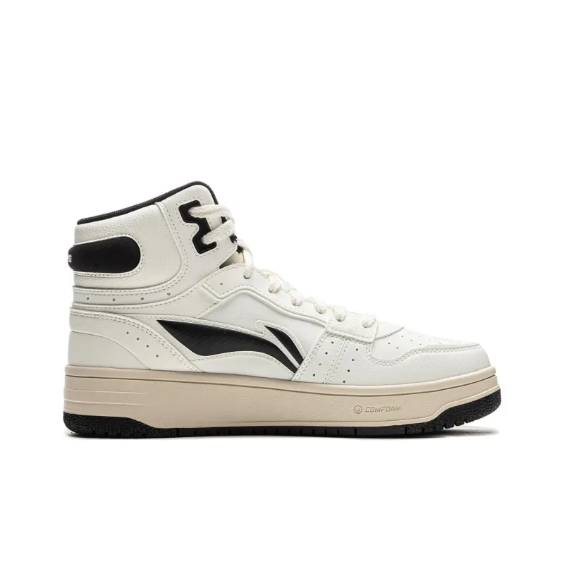 LiNing Tianji SOFT HI Anti Slip Wear Resistant Mid Top Skateboard Shoes Women's White Black-1