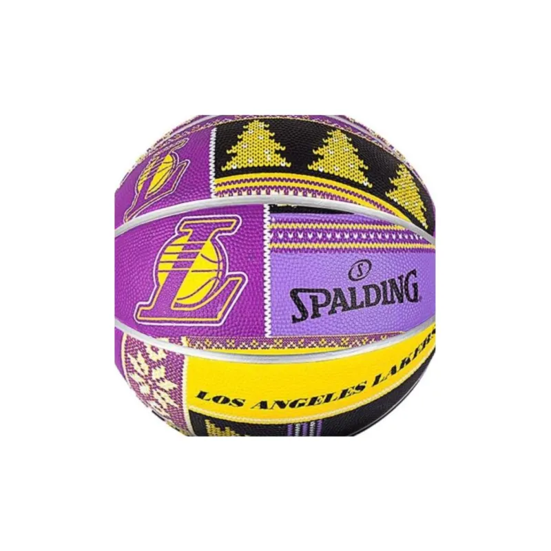 SPALDING Rubber Basketball Yellow Purple Black Size 7 Ball Training Unisex-3