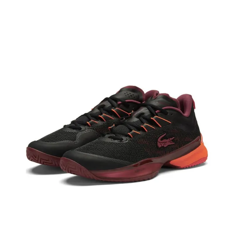 LACOSTE Breathable Lightweight Low Top Casual Shoes Men's Black Red-2