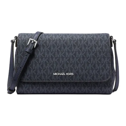 MICHAEL KORS Canvas Shoulder Bag, Crossbody Bag Medium Size Women's Marine Blue