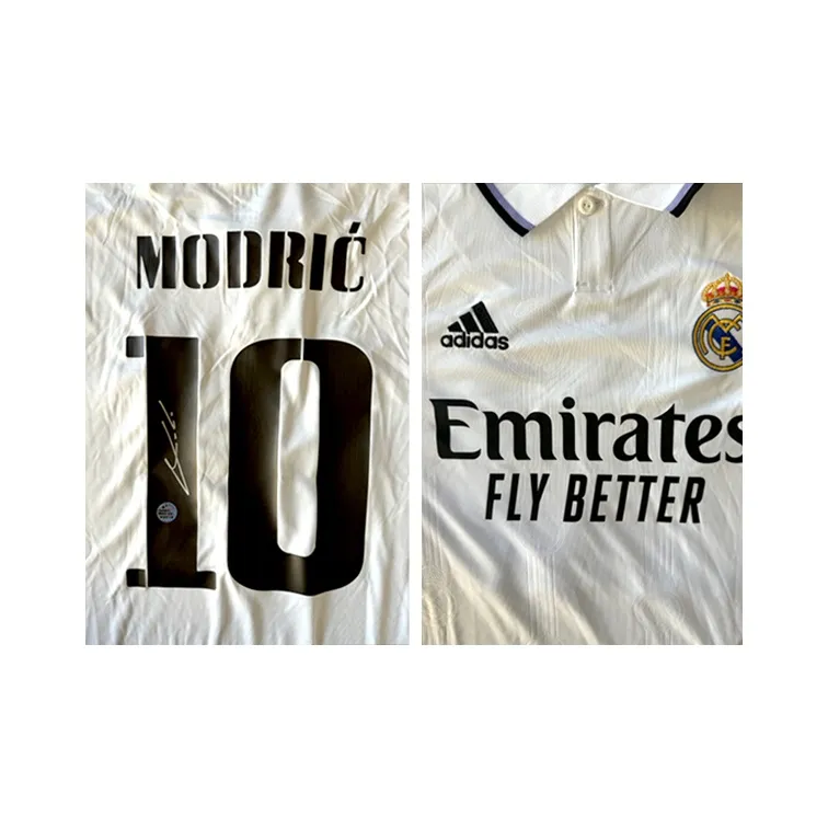 Three For Luka Modrić Autographed Signature Real Madrid 2022 23 Season Jersey EM Certificate Deluxe Framed-3