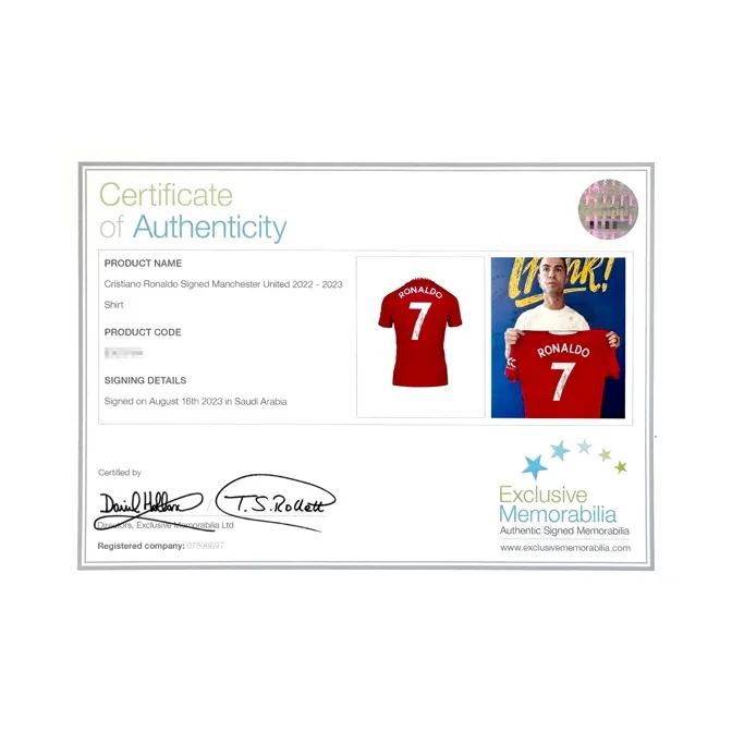 Three For Cristiano Ronaldo Manchester United 22-23 Season Autographed Jersey Includes EM Certificate Framed And Matted-5