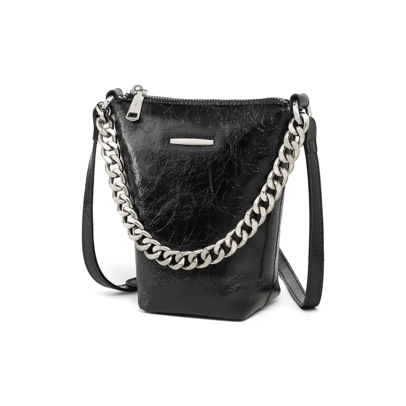 MILLIE'S Cow Leather With Synthetic Leather Handbag, Shoulder Bag, Crossbody Bag Women's Silver/Black-5