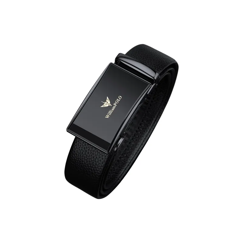 WilliamPOLO Cow Leather Leather Belts Men's Gunmetal Width  3.5cm-4