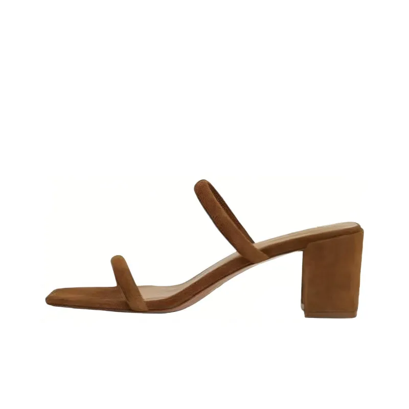 12 STOREEZ 65mm Block heel Suede Sandals Women's-0