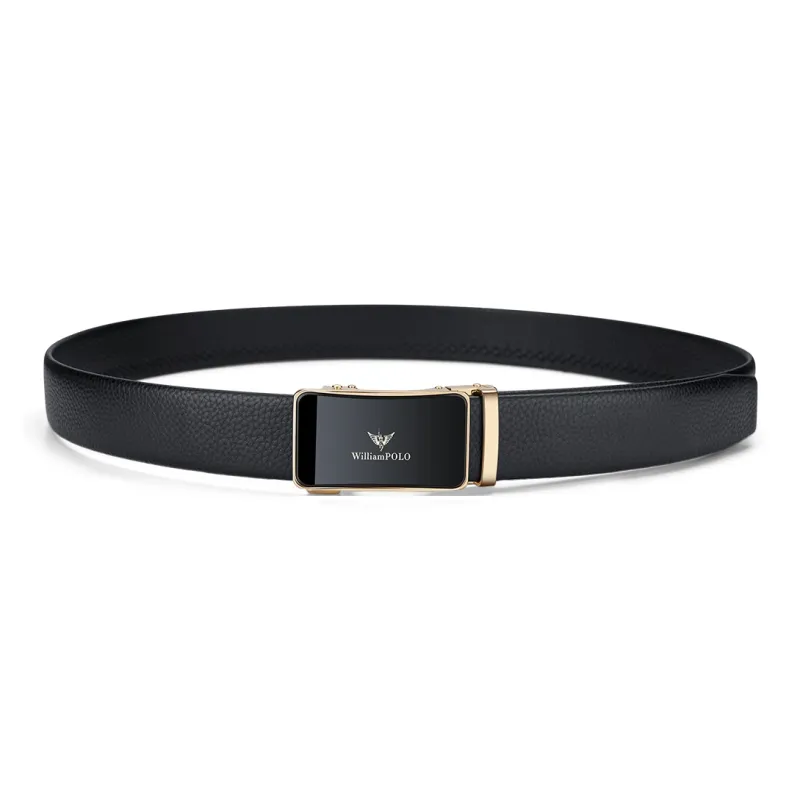 WilliamPOLO Cow Leather Leather Belts Men's Gold 3.5cm Width-1