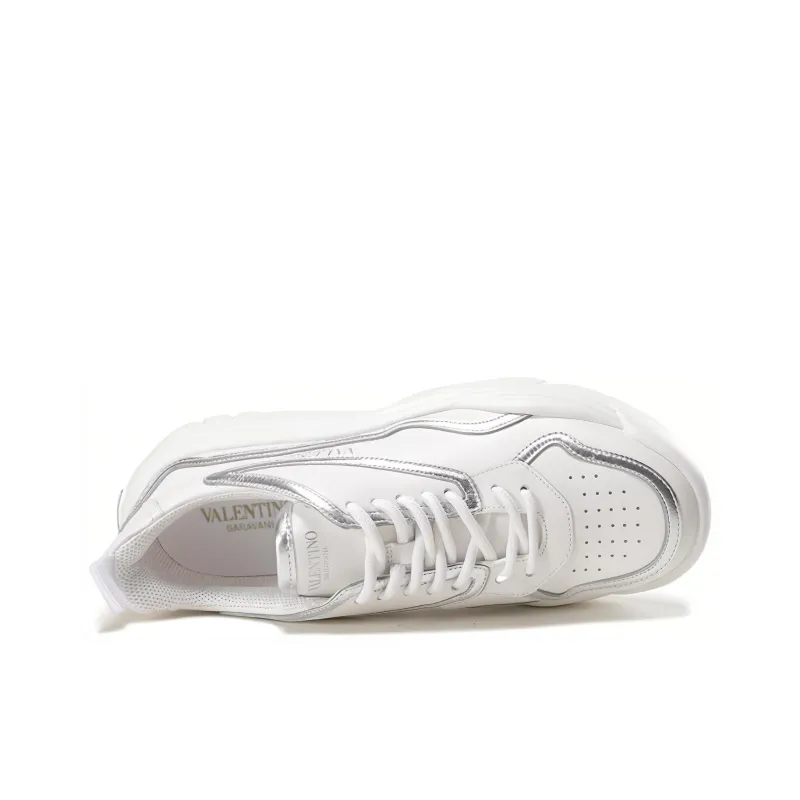 Valentino Gumaboy Low Top Sports Casual Shoes Men's White Silver-4