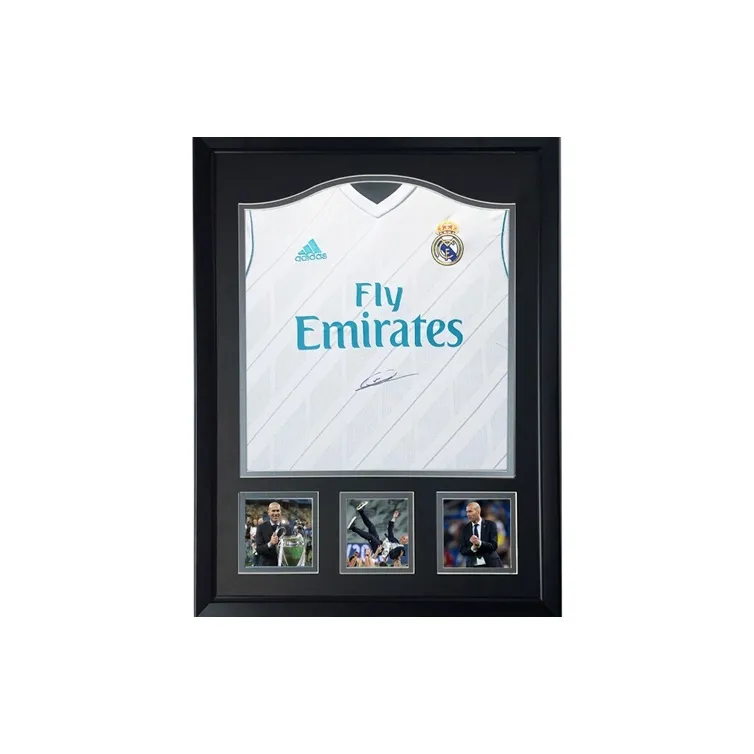 Three For 17-18 Real Madrid Coach Zidane Signed Soccer Apparel Jersey Included SA Certificate Triple Crown-1