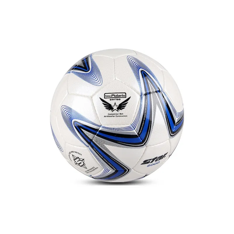 Star Size 5 Ball Soccer PU Hand Stitched Soccer Ball Unisex Blue White-2
