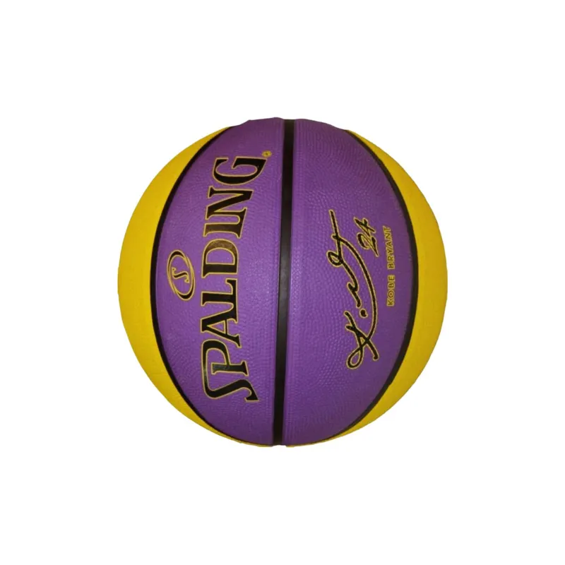 SPALDING Rubber Basketball Purple Yellow Kobe Size 7 Ball Training Unisex-1