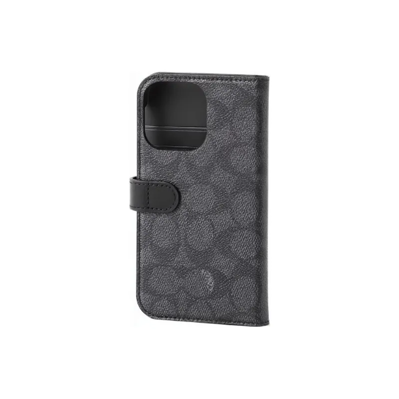 COACH Folio Canvas Cell Phone Pouch Mini Women's Charcoal Black-2