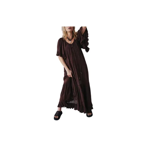 FREE PEOPLE Short-Sleeved Dresses Women's Shopping Bag/Brown