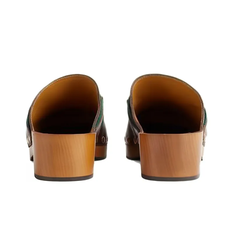 GUCCI Horsebit Closed Toe Slippers Men's Brown-4