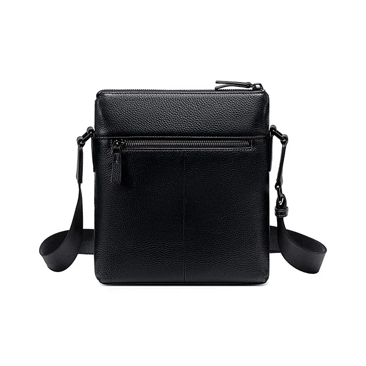 HLA Top Grain Cow Leather Leather Crossbody Bag Small Square Bag Regular Men's Black-2