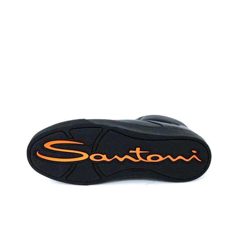 Santoni Nero Notte High-Top Skateboard Shoes Men's Black-5