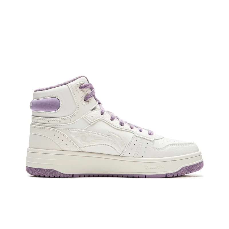 LiNing Tianji SOFT HI Anti Slip Wear Resistant Mid Top Skateboard Shoes Women's Mist White-1