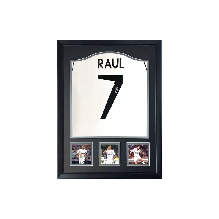 Three For 98-00 UEFA Champions League Home Jersey Real Madrid Raul R7 Signed Soccer Apparel Jersey With SA Certificate-1