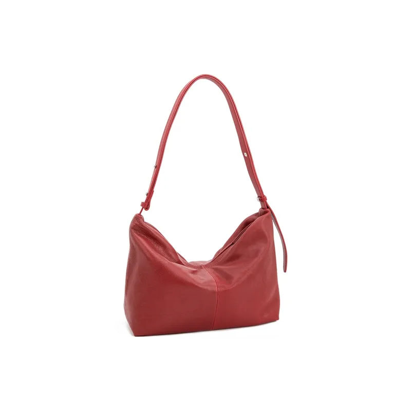 VENOF Sheepskin Dumpling Bag Shoulder Bag Small Size Women's Light Tea Brown/Deep Black/Advanced Red-11