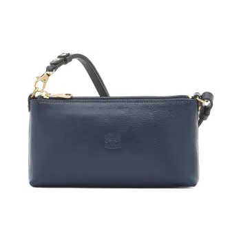 Il Bisonte Vegetable Tanned Cow Leather Handbag, Shoulder Bag Women's Blue