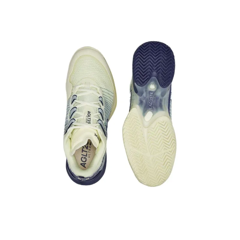 LACOSTE Slip Resistant Low Top Casual Shoes Men's Light Yellow Navy Blue-3