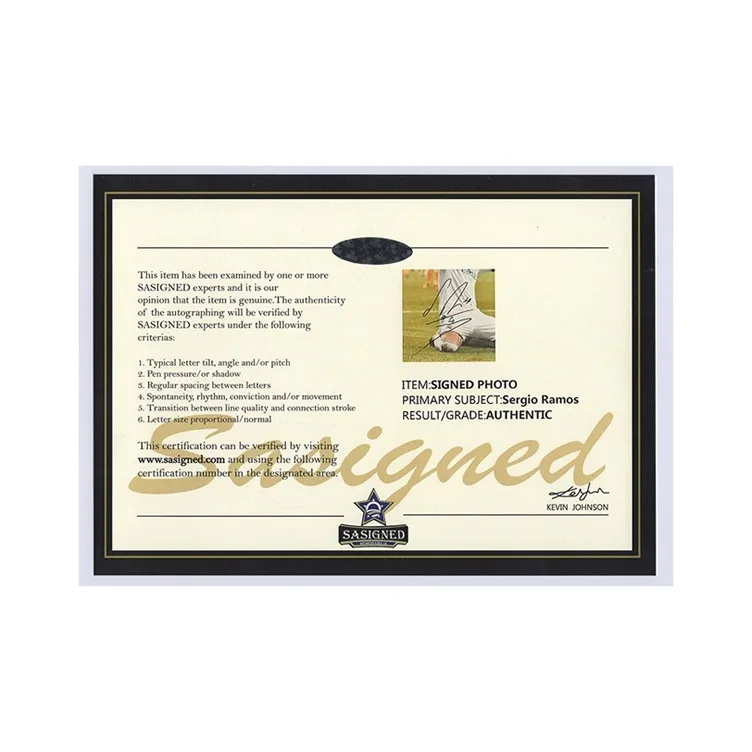 Three For Real Madrid Team Ramos Water God Signed Photo With SA Certificate Framed-3