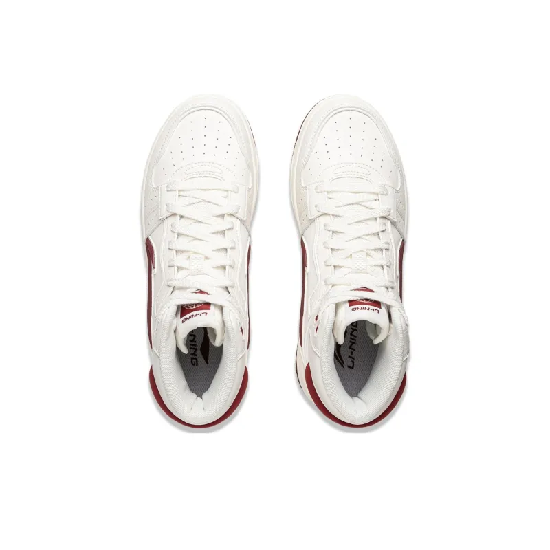 LiNing Tianji SOFT HI Anti Slip Wear Resistant Mid Top Skateboard Shoes Women's White Red-3