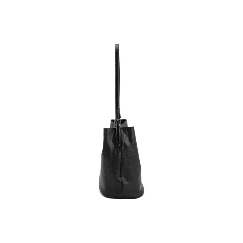 VENOF Cow Leather Bucket Bag, Handbag, Shoulder Bag Women's Vegetable Tanned Coffee/Vegetable Tanned Black-11