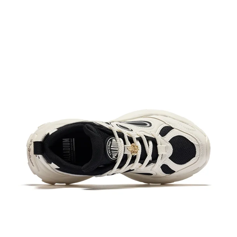 Palladium Wear Resistant Height Increasing Coverage Low Top Chunky Sneakers Unisex Black White-4