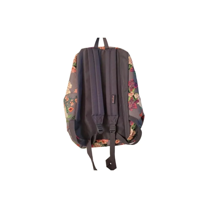 JanSport Polyester Backpack Medium Size Women's Gray Bouquets-2