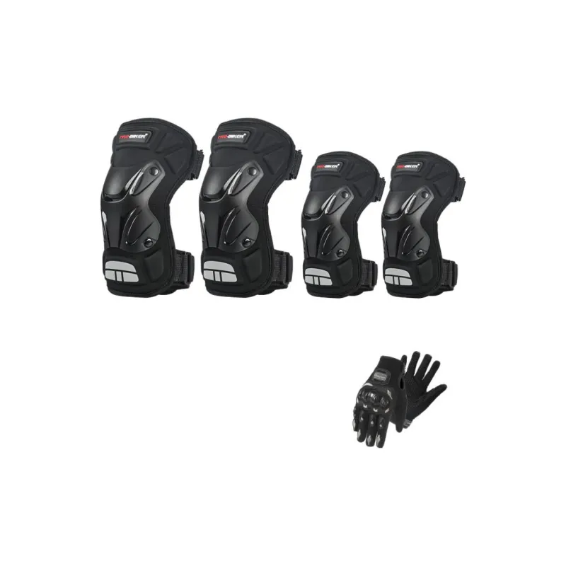RIDING TRIBE Motorcycle Protective Gears Polyester Unisex MCS-21 Glove+P34 Protective Gear Set 4-Piece Set-1