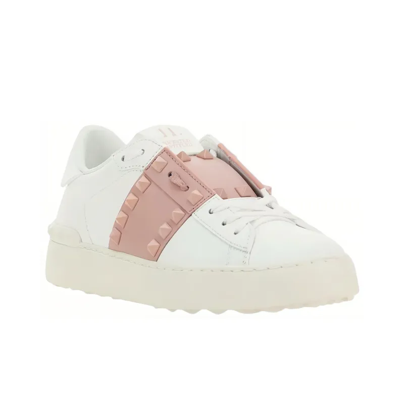 Valentino Rockstud GARAVANI Low Top Stylish Skateboarding Shoes Women's White Pink-2