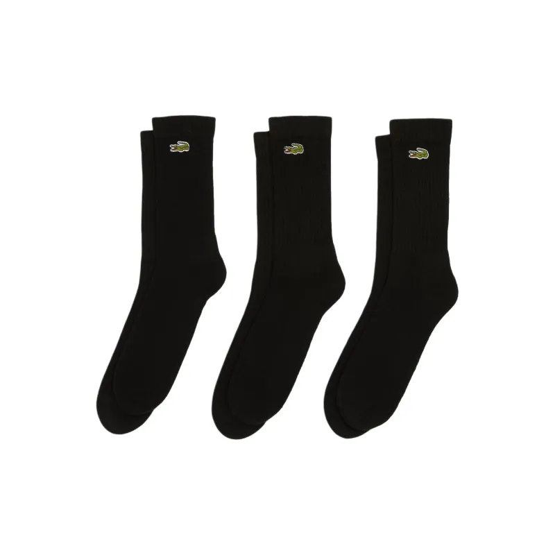 LACOSTE Mid-Calf Socks Unisex 3 Pack Black-0
