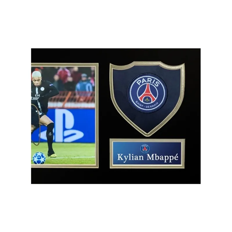 Three For Paris Saint-Germain Mbappé Signed Photo And Jersey Fabric Combination Framed With Certificate-3