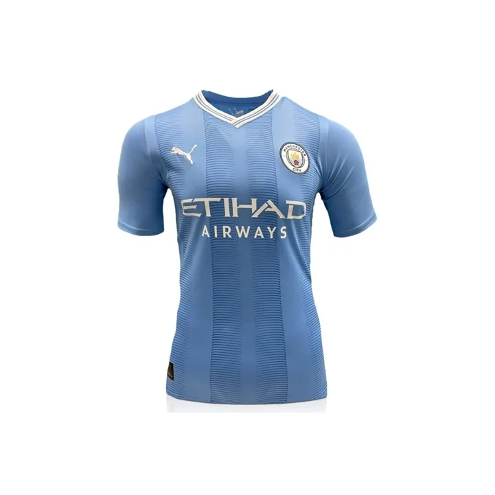 Three For Haaland Signed 2023-24 Manchester City #9 Jersey With EM Certificate Framed-2