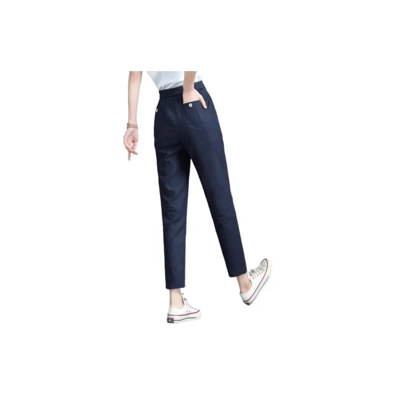Mo Han Yi Mei Casual Pants Women's Navy Blue-1