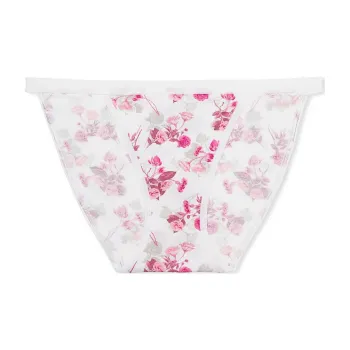 Victoria's Secret Stretch Cotton String Bikini Panty / VS White Floral Underpants Women's 1 Pack White