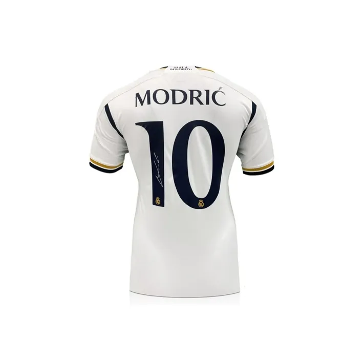 Three For Luka Modrić Signed In Person Real Madrid 2023 24 Season Jersey EM Certificate Framed And Mounted-2