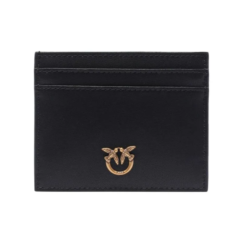 PINKO Calfskin Card Holder Women's Black-0