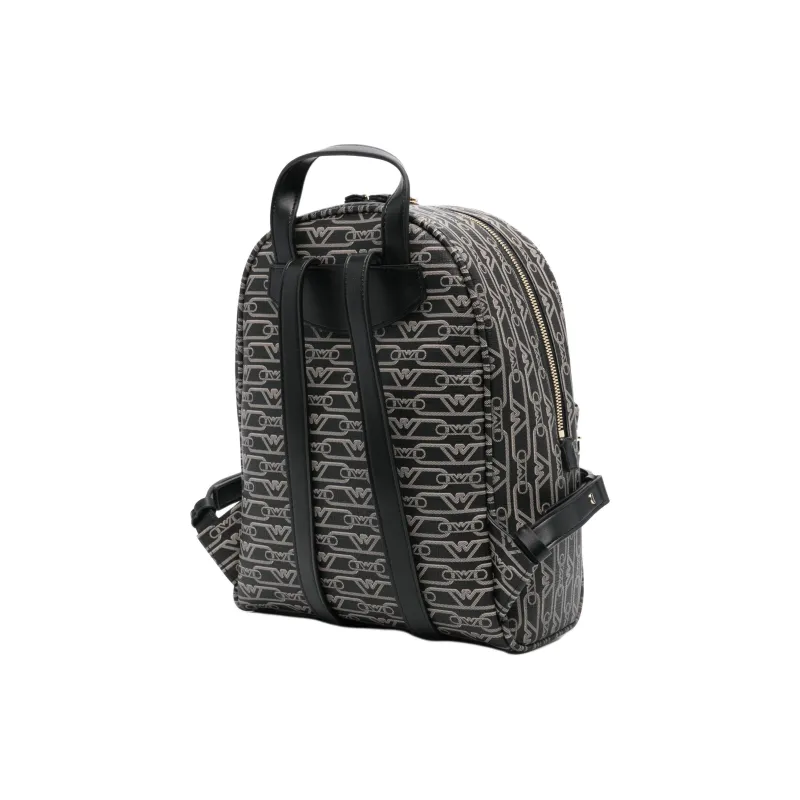 EMPORIO ARMANI PVC Backpack Women's Black & Light Beige-1