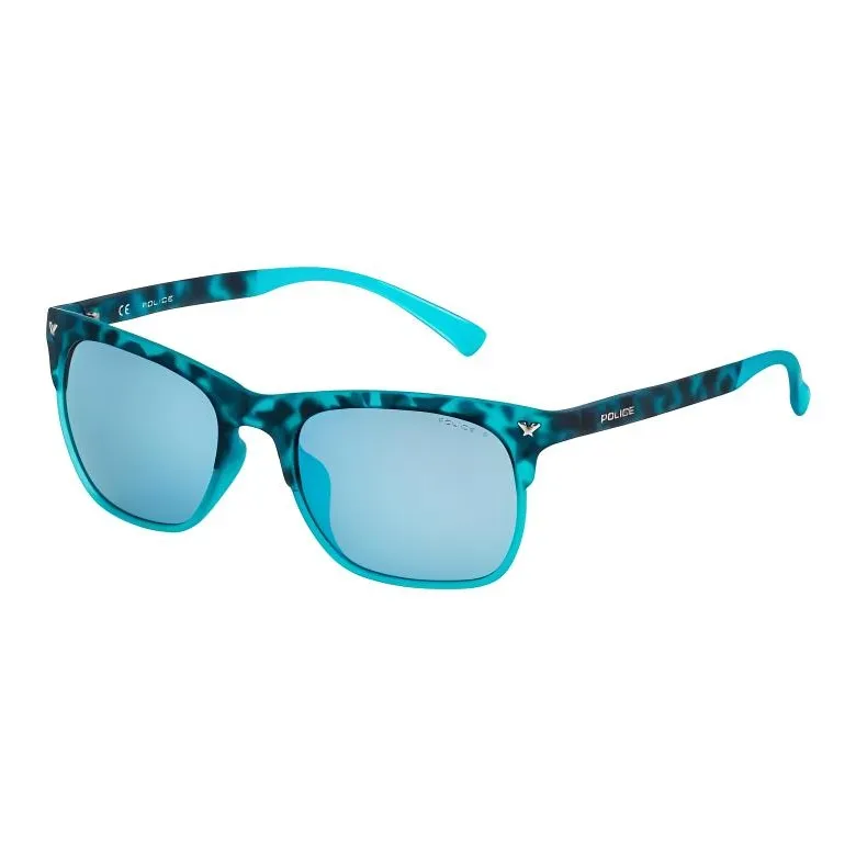 Police Injection Molded Rectangular Sunglasses Men's Blue-0