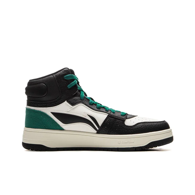 LiNing Tianji SOFT HI Anti-Slip Wear-Resistant Mid-Top Skateboard Shoes Men's White Black Green-1