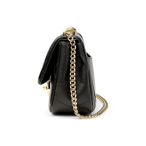 Teenmix Cow Leather With Synthetic Leather Shoulder Bag, Crossbody Bag, Chain Bag Trumpets Women's Black/Ecru-2