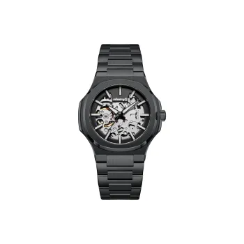 INFANTRY Black Warrior Mechanical Watch Mechanical Movement Steel Strap Watch Men's Watches Cut Out Dial