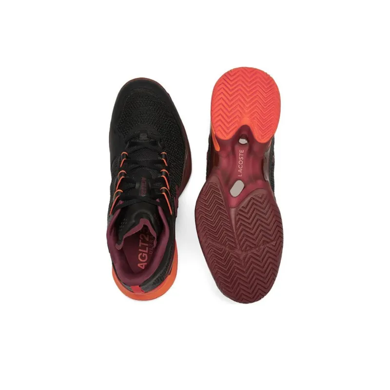 LACOSTE Breathable Lightweight Low Top Casual Shoes Men's Black Red-3