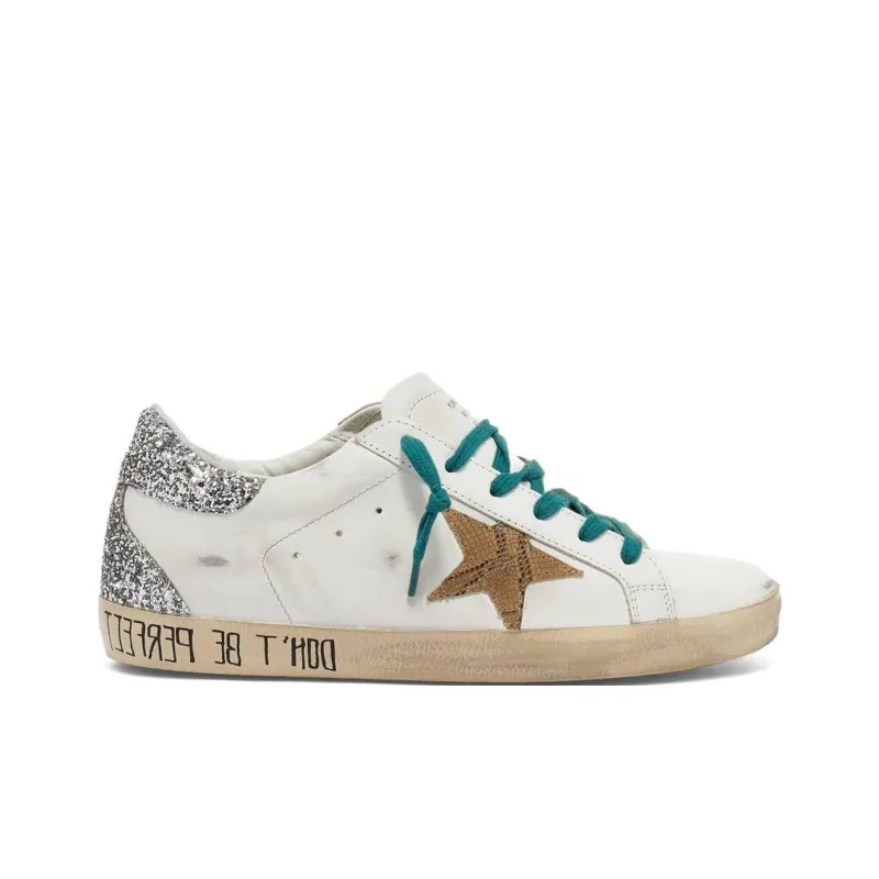 Golden Goose Super Star Stylish Skateboarding Shoes Women's White Silver Vintage Version-1